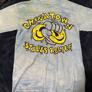 Blue and yellow tie die Chinatown T-shirt size medium